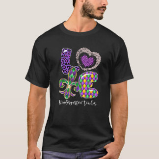 I Liebe Kindergarten Lehrer Niedlich Leopard Mardi T-Shirt