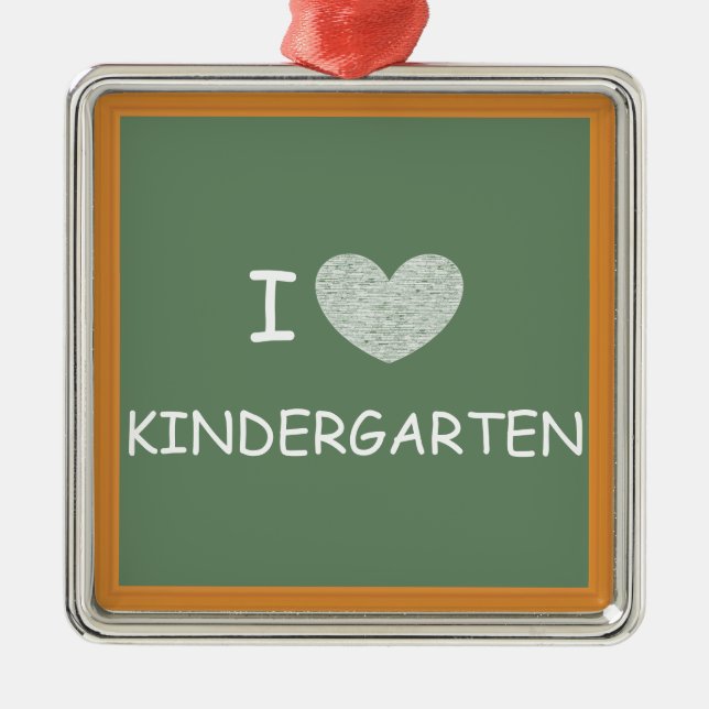 I Liebe-Kindergarten Silbernes Ornament (Vorne)