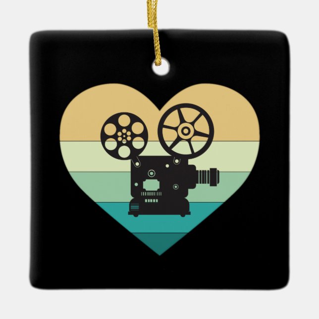 I Liebe Kino Retro Film Projektor Keramikornament (Vorderseite)