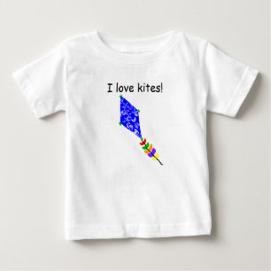 I Liebe Kites Blue Kite White Crescent Moons Baby T-shirt