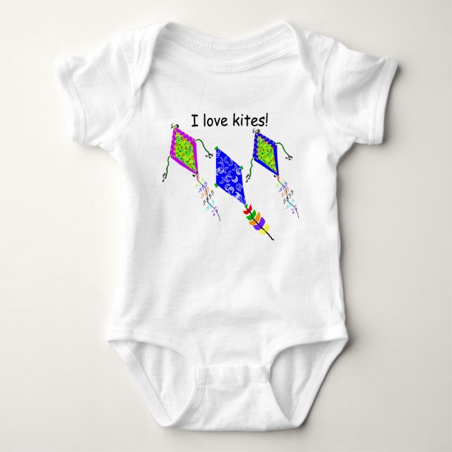 I Liebe Kites Musical Notes Crescent Moons Baby Strampler (Vorderseite)