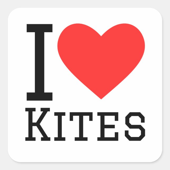 I Liebe Kites Quadratischer Aufkleber (Vorderseite)