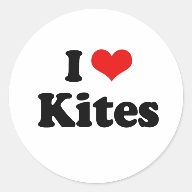 I Liebe Kites Tshirt Runder Aufkleber (Vorderseite)