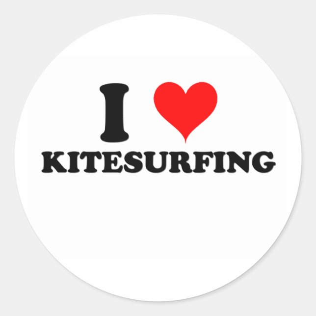 I Liebe Kitesurfing Runder Aufkleber (Vorderseite)