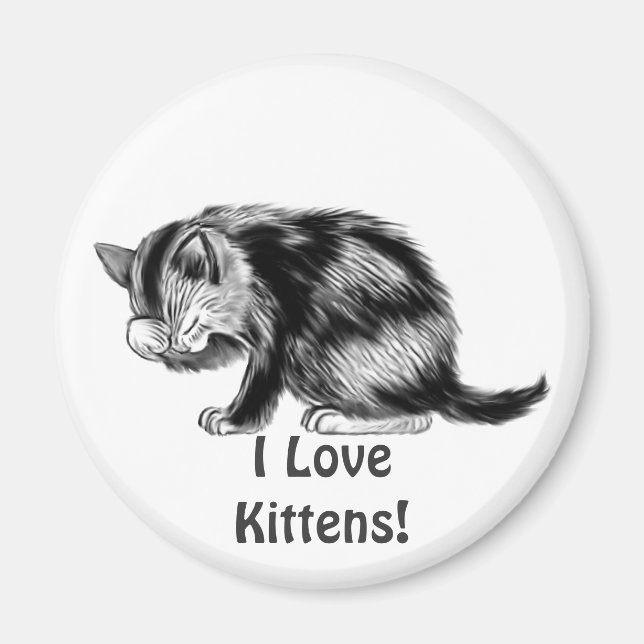 I Liebe Kittens Tabby Cat Tierfreund Art Magnet (Vorne)