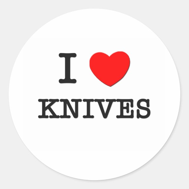 I LIEBE KNIVES RUNDER AUFKLEBER (Vorderseite)