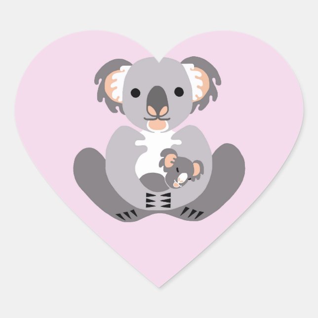 I Liebe KOALA BEARS - Tierliebhaber - Natur - Rosa Herz-Aufkleber (Vorderseite)