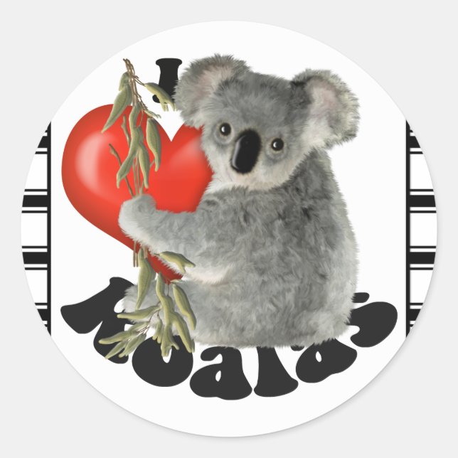 I Liebe Koalas Runder Aufkleber (Vorderseite)