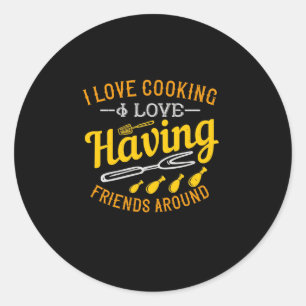 I Liebe Kochen I Liebe Freunde rund Runder Aufkleber