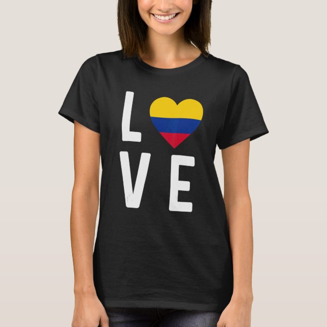 I Liebe Kolumbien Flag Karte Kolumbianischen Pride T-Shirt (Vorderseite)