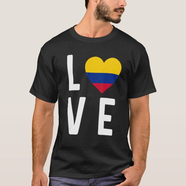 I Liebe Kolumbien Flag Karte Kolumbianischen Pride T-Shirt (Vorderseite)