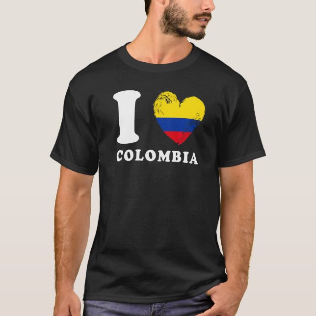 I Liebe Kolumbien Herzenflagge Kolumbien T-Shirt (Vorderseite)