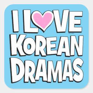I Liebe Koreanische Dramen Quadratischer Aufkleber