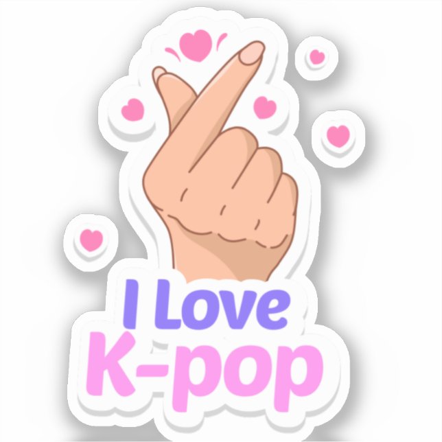 I Liebe Kpop Finger heart Aufkleber (Vorderseite)