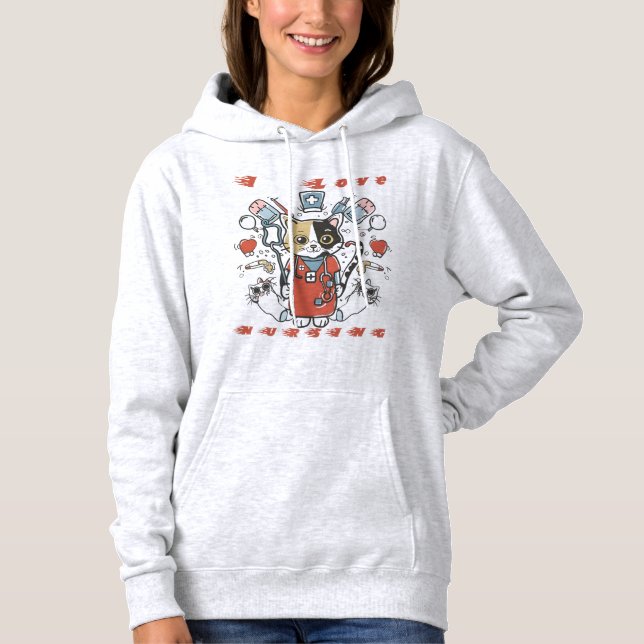 I Liebe Krankenpflege - Katzenpflege Hoodie (Vorderseite)