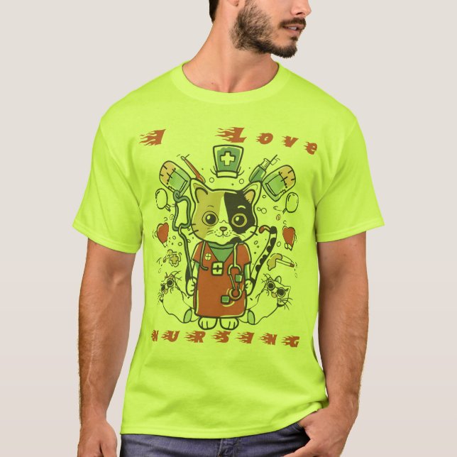 I Liebe Krankenpflege - Katzenpflege T-Shirt (Vorderseite)