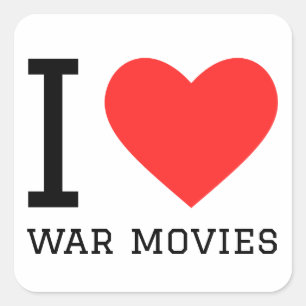 I Liebe Kriegsfilme Quadratischer Aufkleber