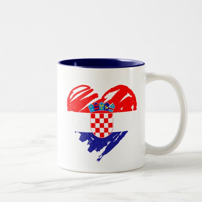 I Liebe Kroatien - Herz der kroatischen Flagge Zweifarbige Tasse (Rechts)