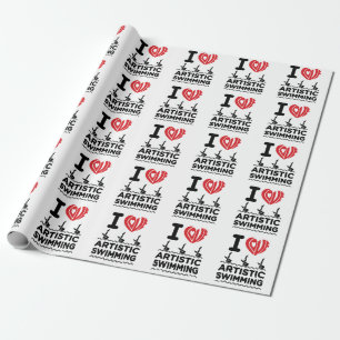 I Liebe Künstlerisches Schwimmbad Synchro Schwimme Geschenkpapier