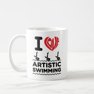 I Liebe Künstlerisches Schwimmbad Synchro Schwimme Kaffeetasse