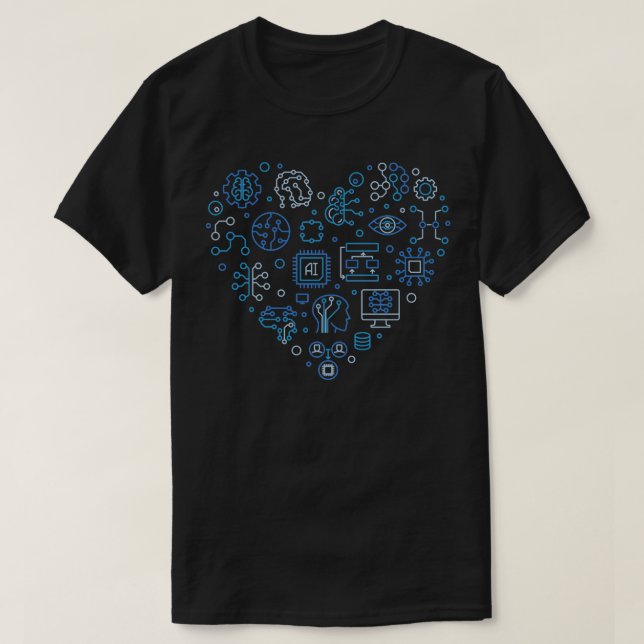 I Liebe künstliche Intelligenz KI Herzmindestwert  T-Shirt (Design vorne)