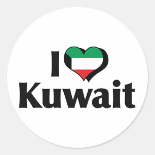 I Liebe Kuwait Flag Runder Aufkleber