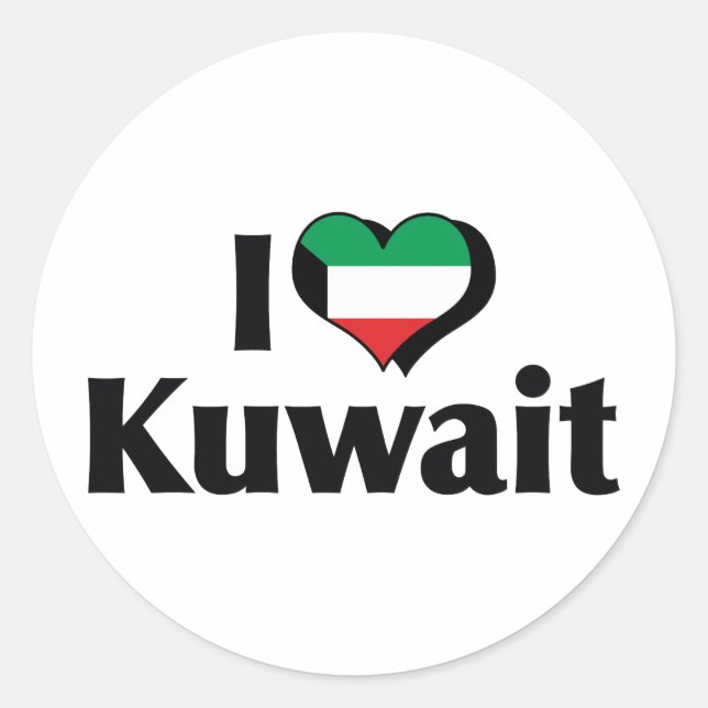 I Liebe Kuwait Flag Runder Aufkleber (Vorderseite)