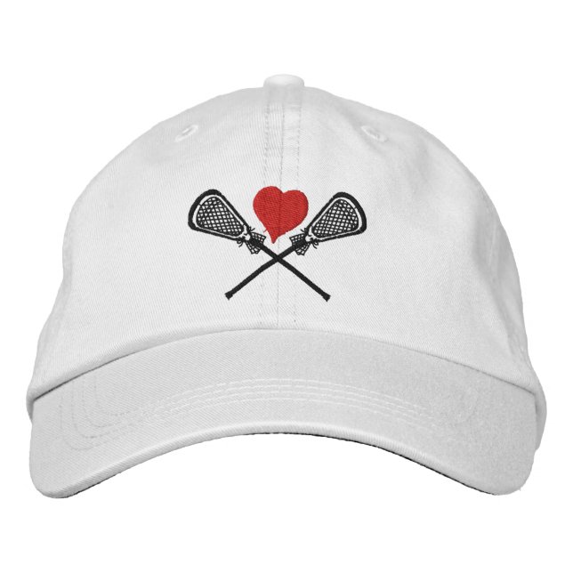 I Liebe Lacrosse bestickte Hülle Kappe (Vorderseite)