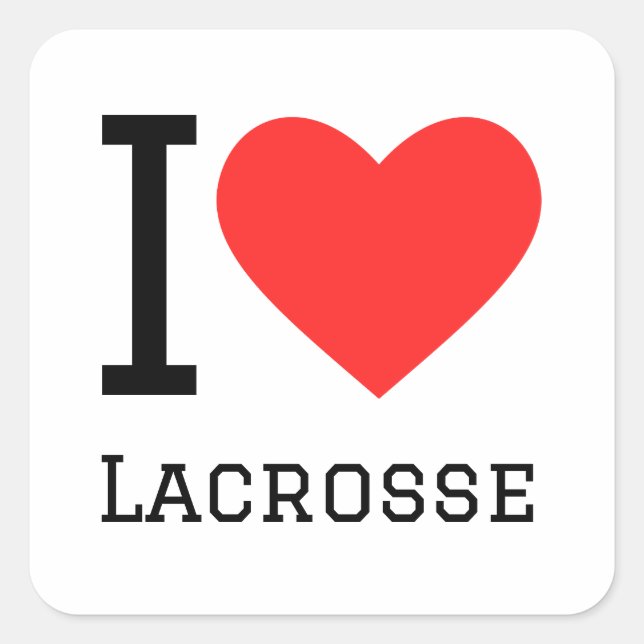 I Liebe Lacrosse Quadratischer Aufkleber (Vorderseite)