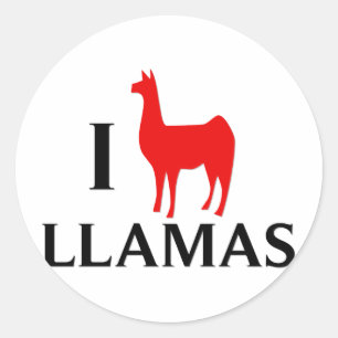 I Liebe-Lamas Runder Aufkleber