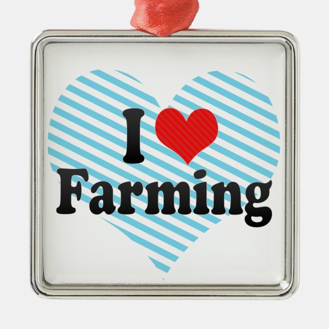 I Liebe-Landwirtschaft Silbernes Ornament (Vorne)