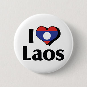I Liebe Laos Flag Button