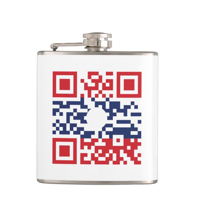 I Liebe Laos (Khoy Huk Lao) Flag QR Code | Lao Gee Flachmann (Vorderseite)
