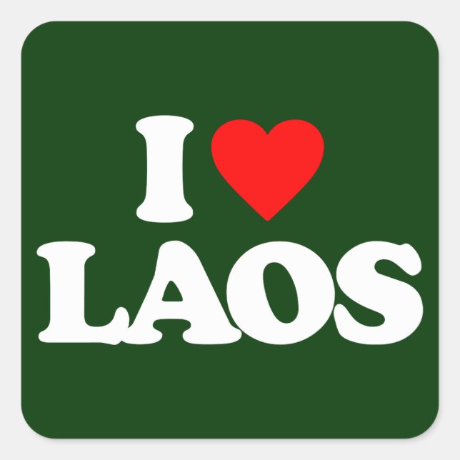 I LIEBE LAOS QUADRATISCHER AUFKLEBER (Vorderseite)