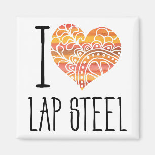 I Liebe Lap Steel Orange Mandala Herz Magnet