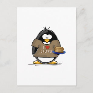 I Liebe Latkes Penguin Postkarte