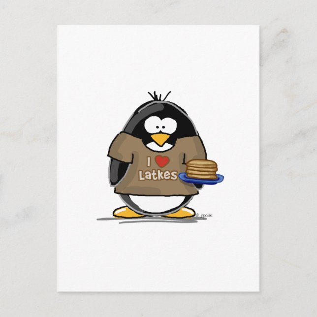 I Liebe Latkes Penguin Postkarte (Vorderseite)