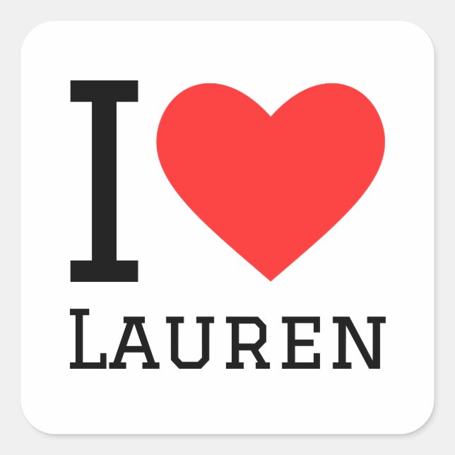I Liebe Lauren Quadratischer Aufkleber (Vorderseite)