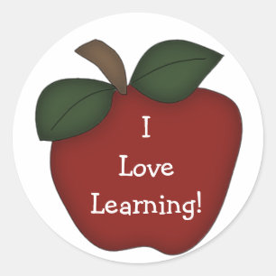 I Liebe Learning!-Red Apple Runder Aufkleber