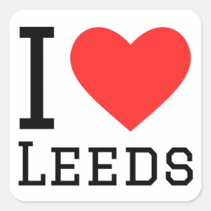 I Liebe Leeds Quadratischer Aufkleber