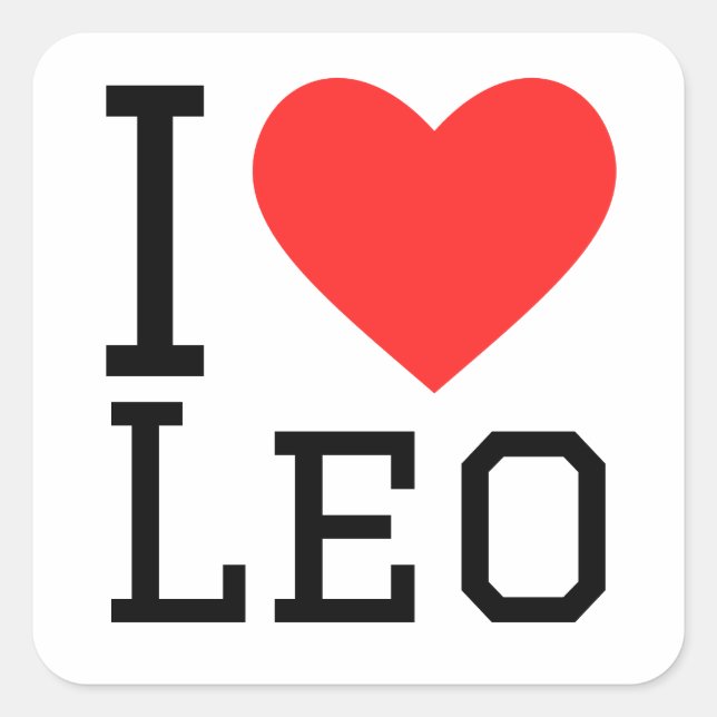 I Liebe Leo Quadratischer Aufkleber (Vorderseite)