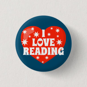 I Liebe Lesen des Red White Blue Book Themed Button