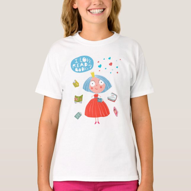 I Liebe Lesen von Büchern T-Shirt (Vorderseite)