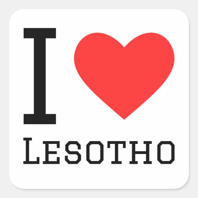 I Liebe Lesotho Quadratischer Aufkleber (Vorderseite)