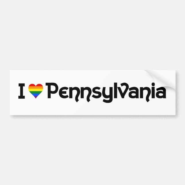 I Liebe LGBT Pennsylvania Staat Autoaufkleber (Vorne)