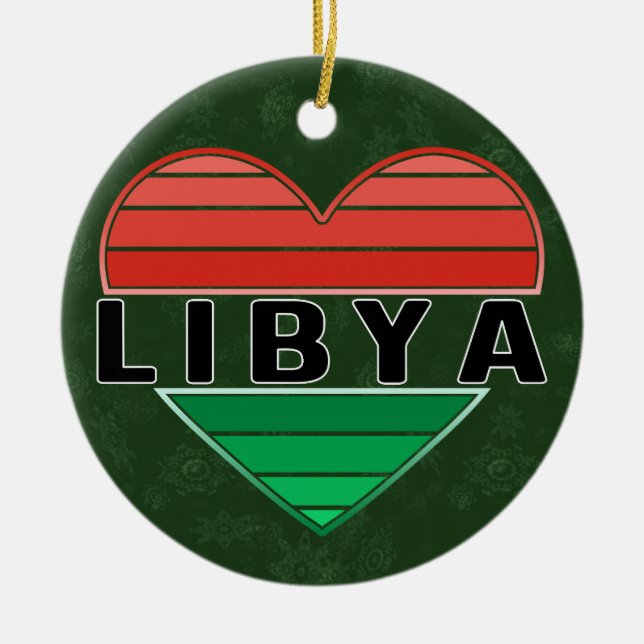 I. Liebe Libyen, Libyens Herz Keramik Ornament (Vorne)