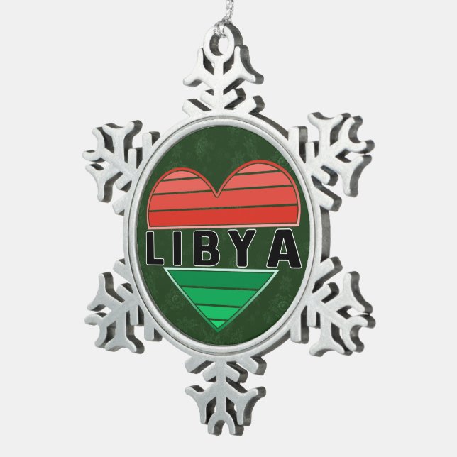 I. Liebe Libyen, Libyens Herz Schneeflocken Zinn-Ornament (Rechts)