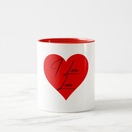 I Liebe Liebe Rotes und Weißes Herz Zweifarbige Tasse