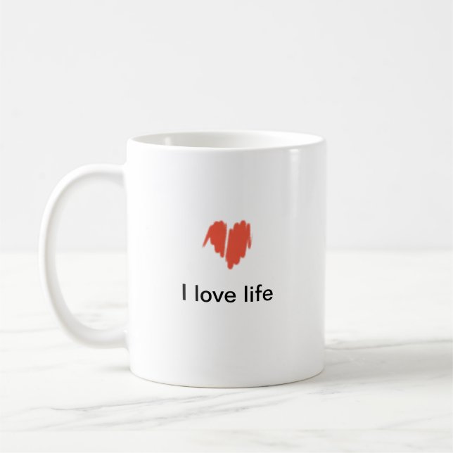 I Liebe Life Red Graffiti Sprayed Heftbild Kaffeetasse (Links)
