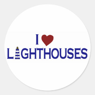 I Liebe Lighthouse Runder Aufkleber